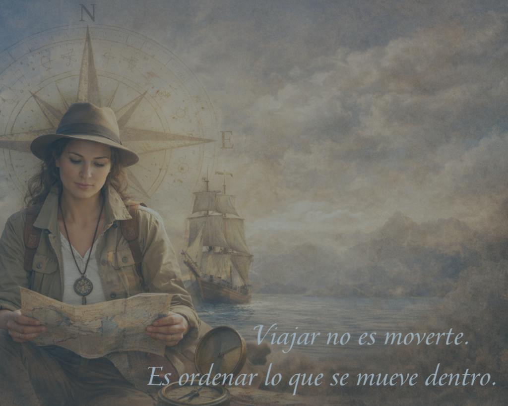 mujer viajera leyendo mapa